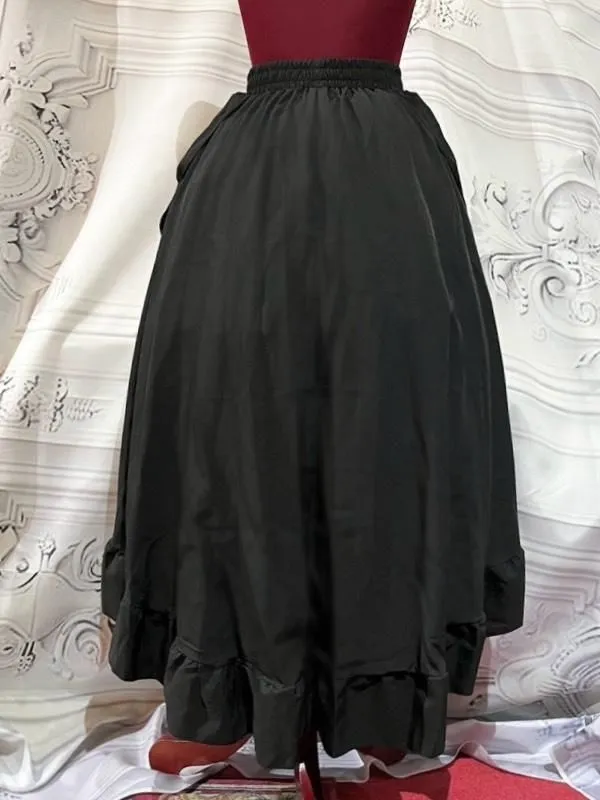 [MARBLE] Marble front and back long ruffle skirt: black