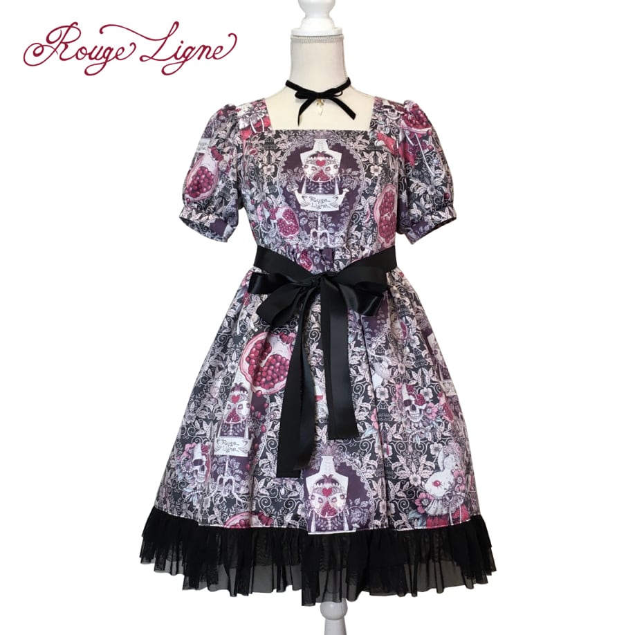 [Rouge Ligne] Rouge Ligne The Pomegranate Dress I Loved/Pink×Black