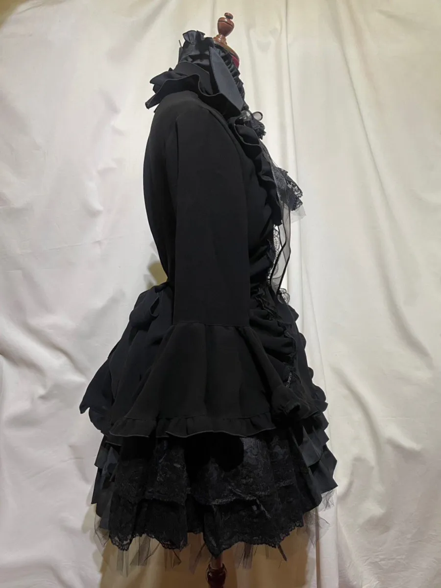 [大理石]大理石ribonde礼服 /经典泰国侧钉连衣裙一件：黑色X黑色郁金香