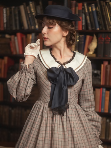 [Victorian maiden] Victorian maiden★Now accepting reservations★ Ecole de Feliz Port Sailor Dress Brown Check/Blackcheck