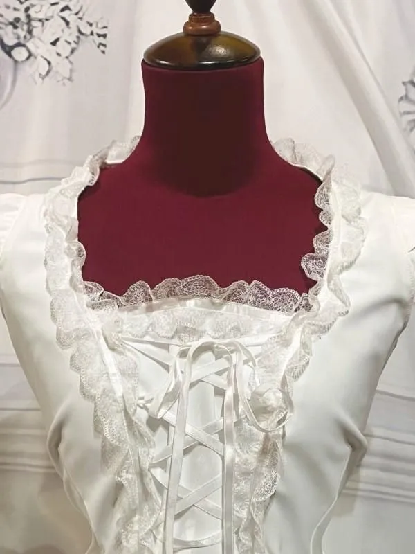 [Marble] Robe de tricot à manches à manches en marbre: Blanc x dentelle noire