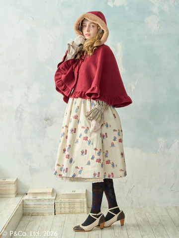 [Victorian Maiden] Victorian Maiden Paddington™ Duffel Cape Beige/Bordeaux/Navy
