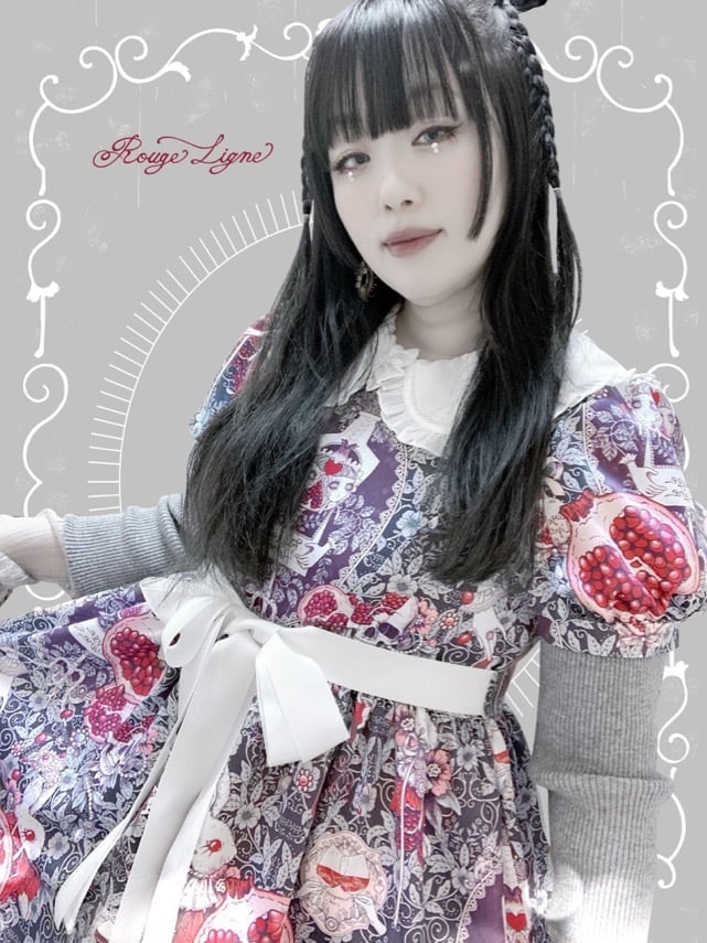 [Rouge Ligne] Rouge Ligne The Pomegranate Dress I Loved/Green gray×White