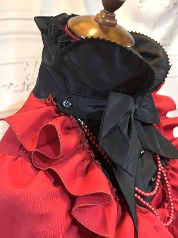 [Marmor] Marmor Alice -Style -Strickkleid: rot x schwarz