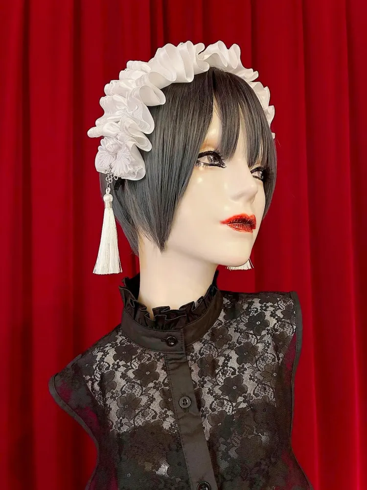 【Estrellas】エストレージャス　アジアンゴシックタッセルカチューシャ／白×白★ウィンターセール2月23日まで★