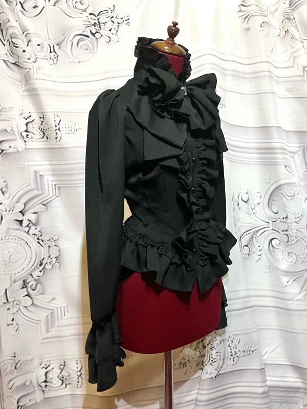 [大理石]带大理石bijou的丝带typhrill上衣：黑色