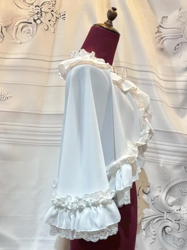 [MARBLE] Marble volume lace ruffle summer cape: black lace