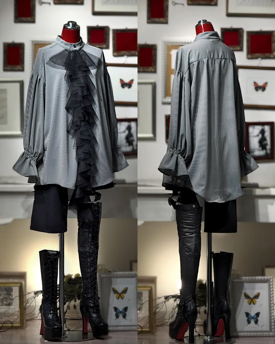 【Na+H】エヌエープラスエイチ　mirrorストライプシャツ