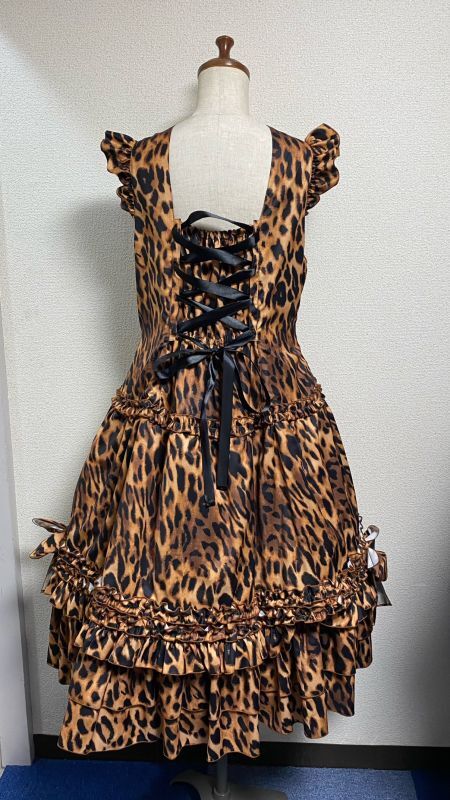 [Drop Física] Vestido de volante de caída física [leopardo estampado marrón, longitud regular]