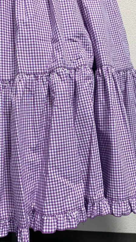 [Drop physique] Jupe à plusieurs niveaux de goutte physique [Gingham Purple]