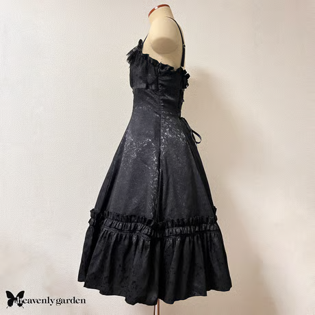 [heavenly garden] Heavenly Garden Rose Jacquard Princess Line Jumper Skirt Black