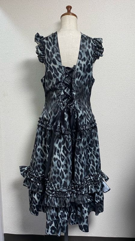 [Physical Drop] Physical Drop Ruffle Dress [Leopard print black, regular length]