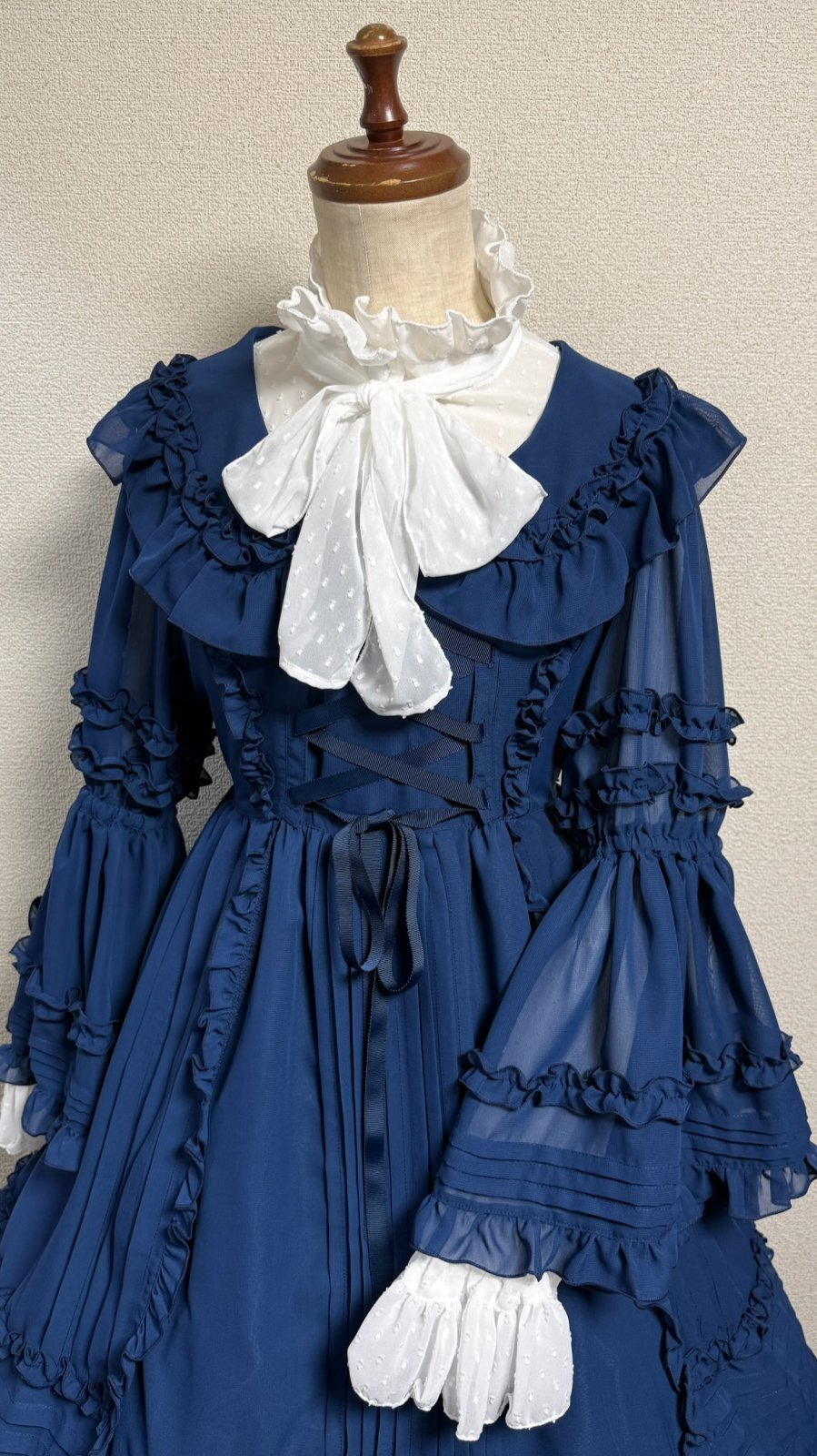 【Physical Drop】フィジカルドロップ　クラシカル姫袖ドレス【ネイビー】