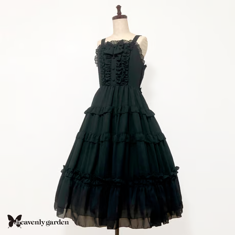 [heavenly garden] Heavenly Garden Chiffon Tiered Jumper SkirtBlack