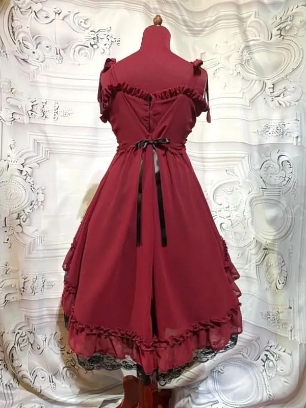 [Mármol] Marble Baby Doll Type Princess Vestido: Negro X Negro Lace