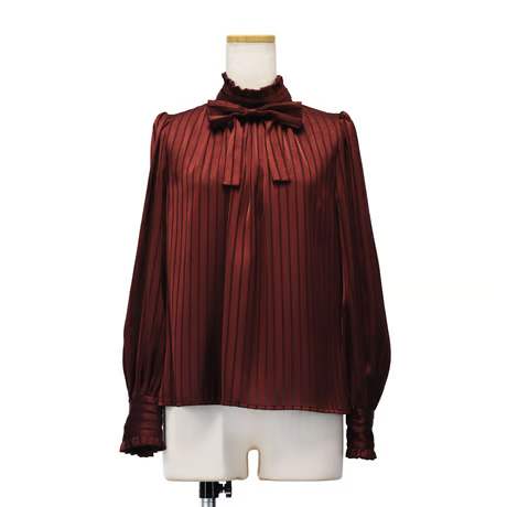 [Sheglit] Gestreifte JQ-Bluse von SheglitWhite/Bordeaux/beige/Black