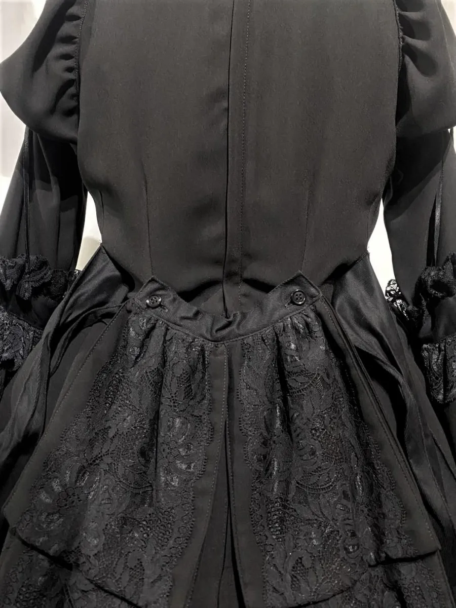 [MARBLE] Victorian dress with choker bustle ribbon: Black L size