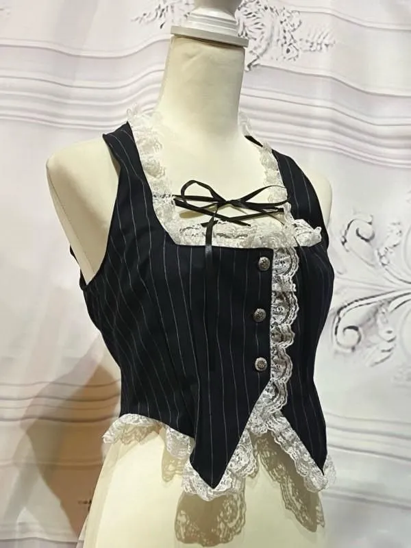 [Mármol] Marble Chrak Corset Style Vest: Negro x negro