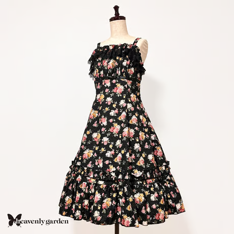 【heavenly garden 】ヘヴンリィ ガーデン　ローズプリンセスラインジャンパースカート・ブラック