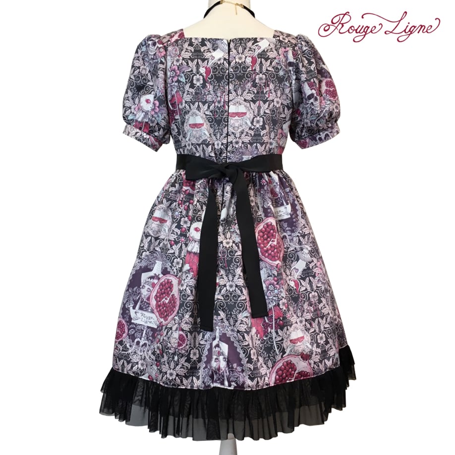 [Rouge Ligne] Rouge Ligne The Pomegranate Dress I Loved/Pink×Black