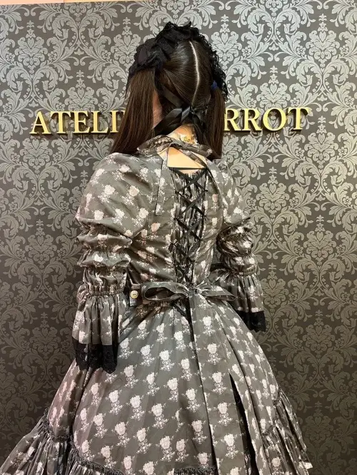 【ATELIER PIERROT】  Rosy Bouquet Dress　Pink/Light Gray/Purple/Black　サイズ1