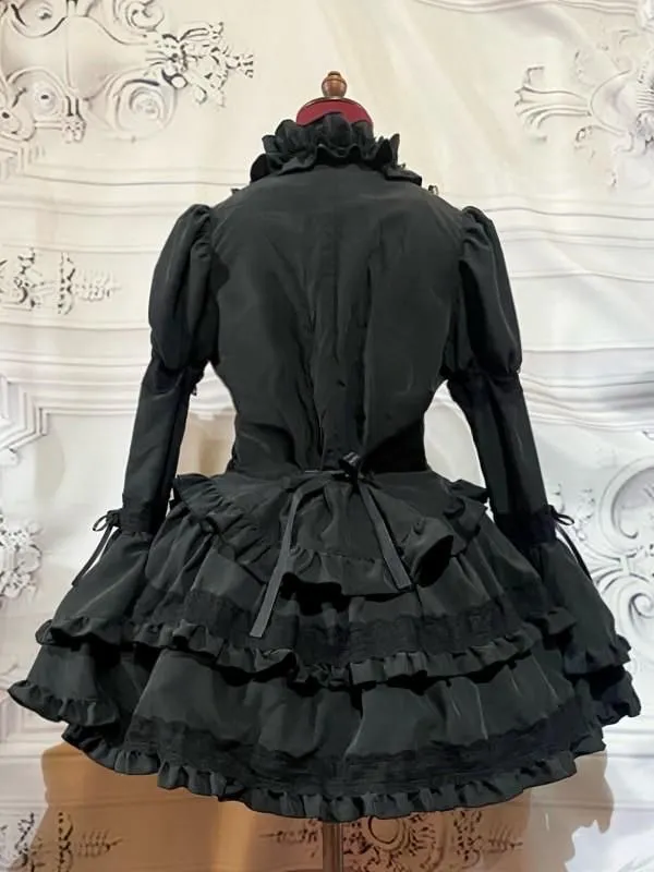 [Mármol] Manga de manga de hojaldre de mármol -Cordete de encaje que contiene Puji: Black X Black Lace