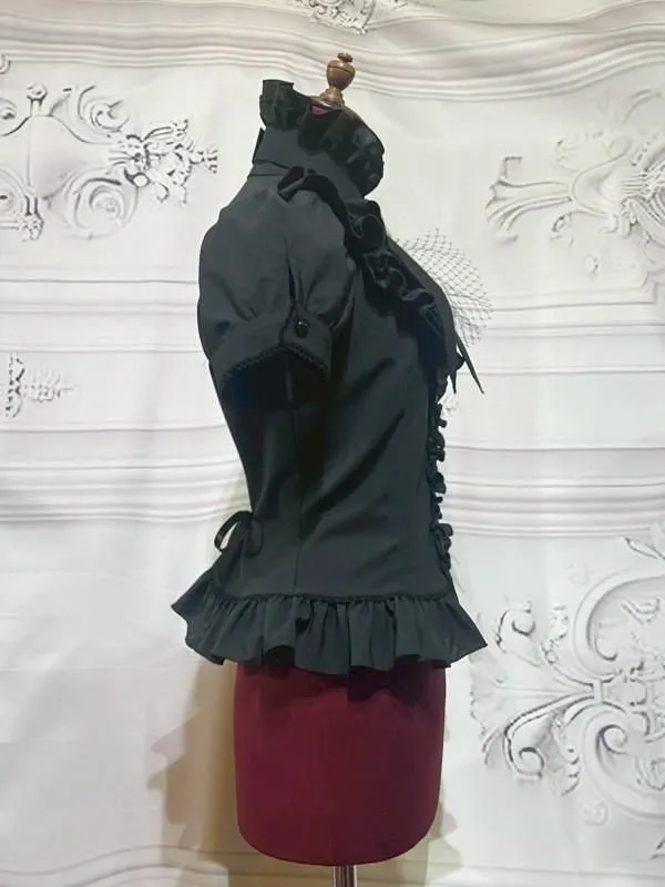 [MARBLE] Marble Gothic Thailand Total Frill Puff Sleeve Blouse: White
