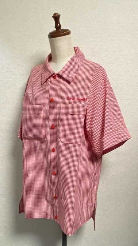 [Physischer Drop] Physischer Drop Summer Gingham Series Freund Arbeitshemd [Red Gingham x Red Stickerei]