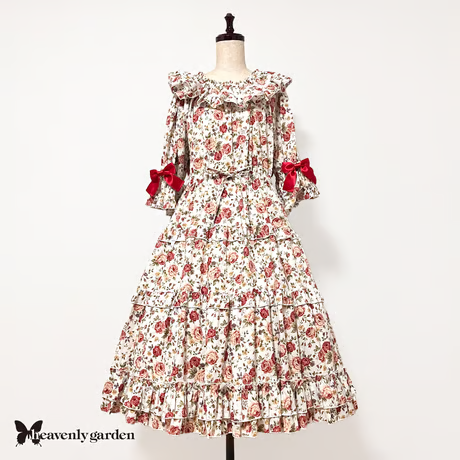 [Jardin céleste] Robe de salon à volants Heavenly Garden Rose - Rouge