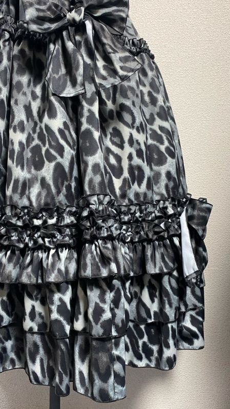 [Drop Física] Vestido de volante de caída física [estampado de leopardo negro, longitud regular]