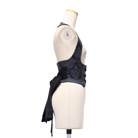 [Sheglit] Shegrit "Victorian" Halter Ribbon Chaleco Navy/Negro