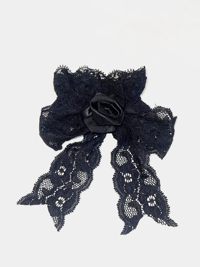 [MARBLE] Marble lace underwear closure and arm band: black lace x black lace ribbon