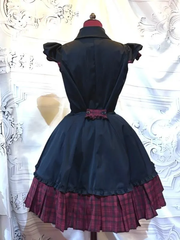 [MARBLE] Plisseekleid Marble BOX mit Wendekrawatte: Schwarz x Rot und Schwarz kariert oder schwarze Krawatte★Nicht zum Verkauf geeignet★