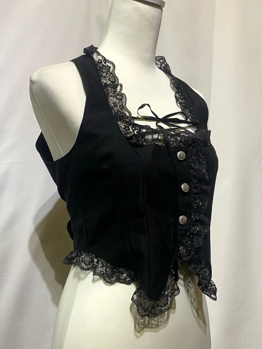 [Mármol] Marble Chrak Corset Style Vest: Negro x negro