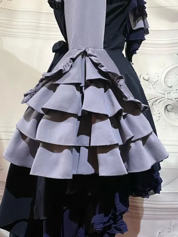 [Marmor] Marmor★Nicht zum Verkauf angeboten★Gotische Eleganzblusekleid mit drapierter Krawatte: lila x schwarz