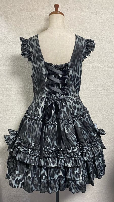 [Physical Drop] Physical Drop Ruffle Dress [Leopard print black, mini length]