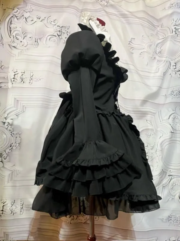 [Marble] Marble Alice-Style-Style Robe Robes: Black x White x Black