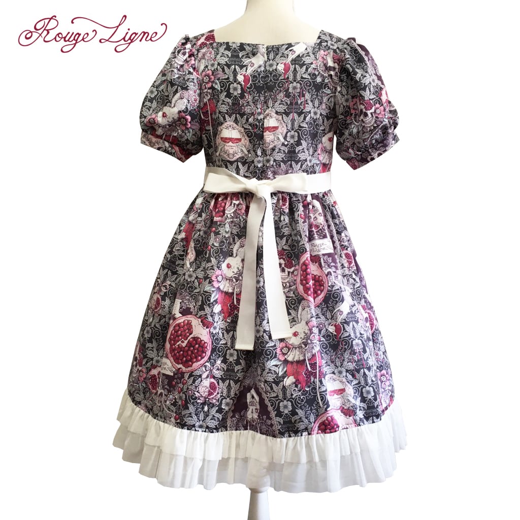 [Rouge Ligne] Rouge Ligne The Pomegranate Dress I Loved/Green gray×White