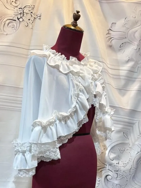 [MARBLE] Marble volume lace ruffle summer cape: black lace