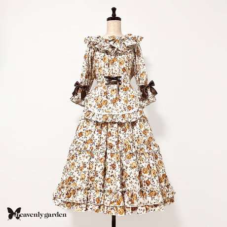 [heavenly garden] Heavenly Garden Rose Ruffle Salon Dress - Yellow