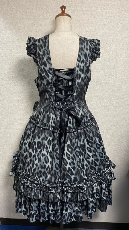 [Physical Drop] Physical Drop Ruffle Dress [Leopard print black, regular length]