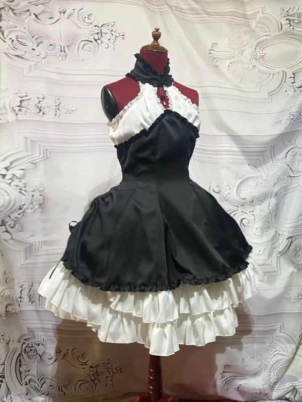 [MARBLE] Marble feminine dress with accessories + lace shawl + lace belt: black