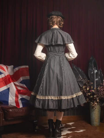 【Victorian maiden】ヴィクトリアンメイデン　★ご予約受付中★ Thick英国レジメンタルローゼンドレス　ボルドー/ネイビー/ブラック