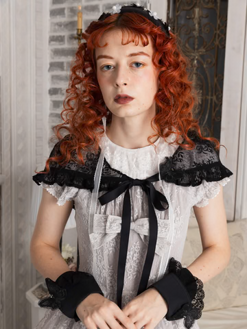 [Victorian maiden] Victorian Maiden Lacy Bouquet Stole Ivory/Greige/Pale Blue/Black ★Order period until November 24th★