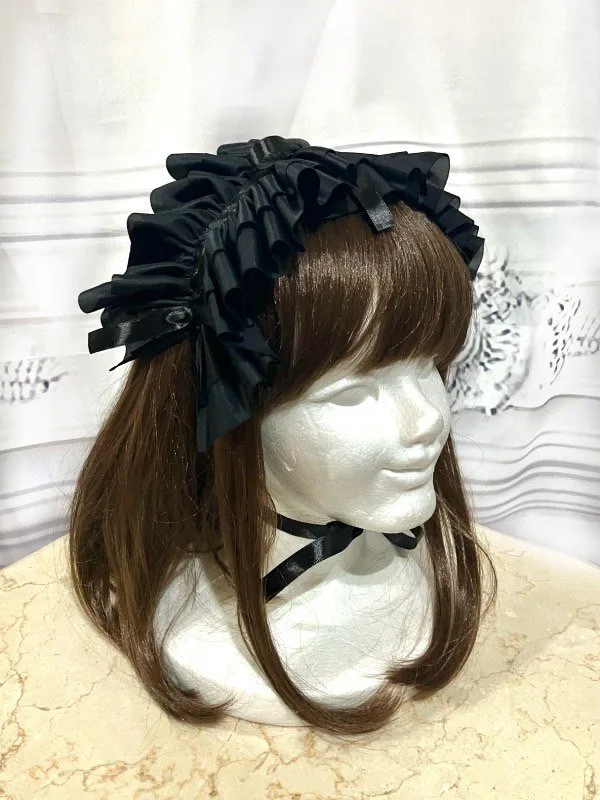 [Mármol] Marble Fringe Ribbon Tocio del volante: Black Trichot