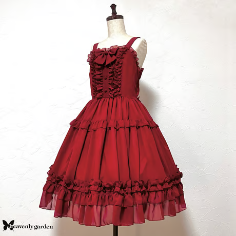 【heavenly garden 】ヘヴンリィ ガーデン　シフォンジャンパースカート・レッド