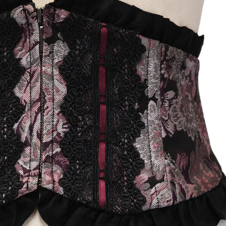 【Sheglit】シェグリット　"Del Fiore"ジャガードコルセット　ボルドー/ブラウン/ブラック