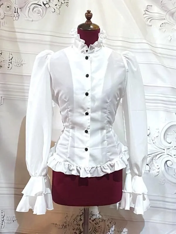 [Marble] Marble Bijoux Volume Bijoux Blouse thaï: noir