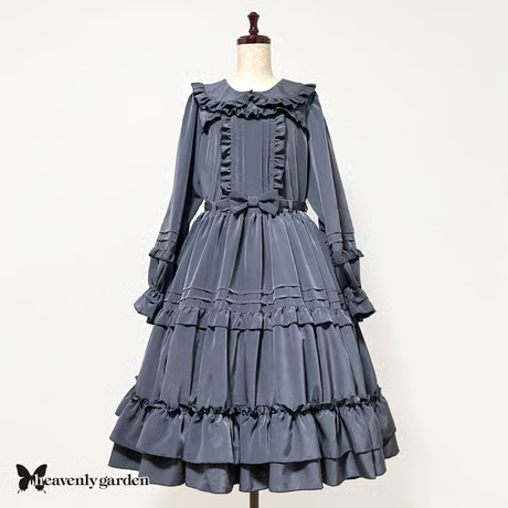 【heavenly garden 】ヘヴンリィ ガーデン　フリルドールワンピース・ブルーグレー