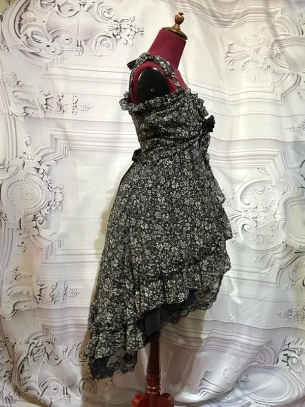 [Mármol] Marble Baby Doll Type Princess Vestido: Negro X Negro Lace